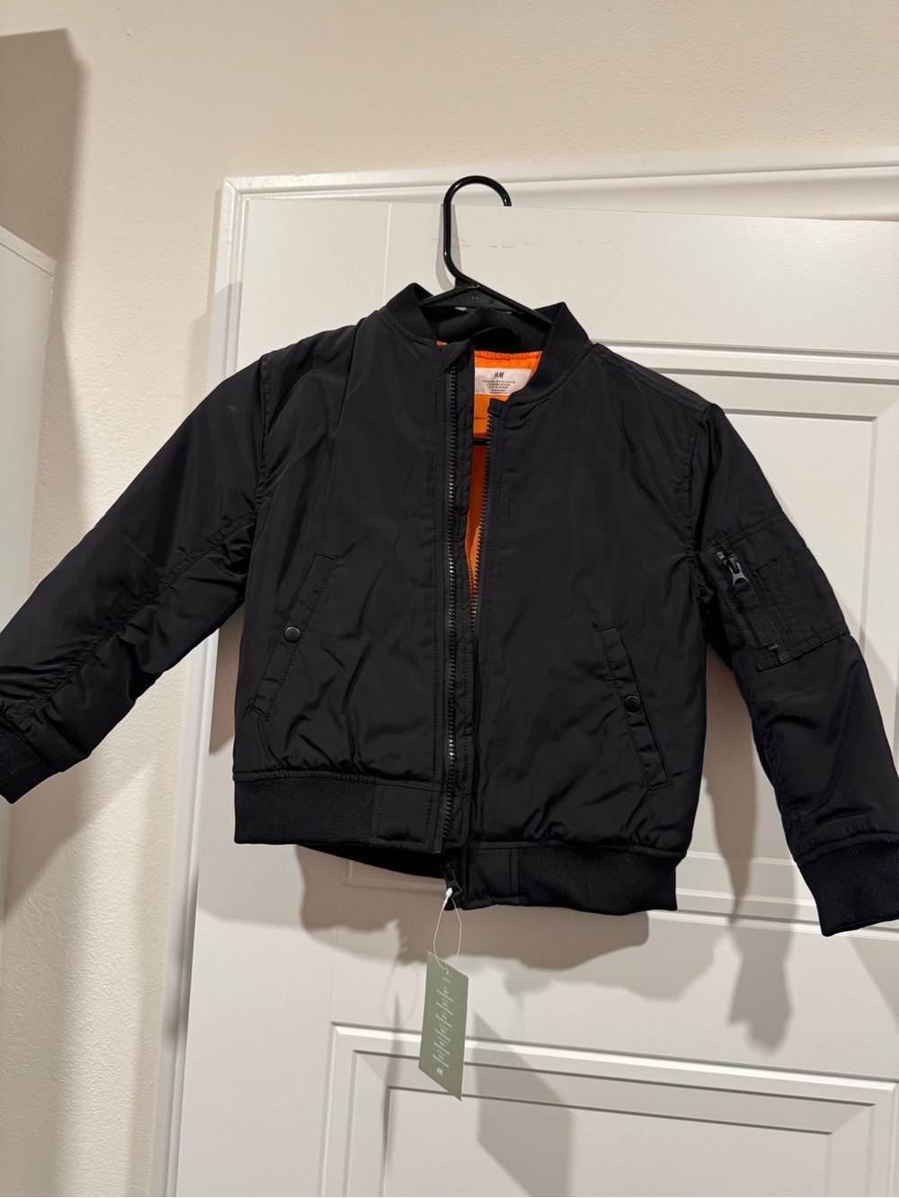 H&M Kids Black Bomber Jacket with Orange Interior